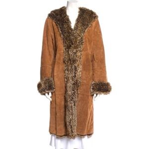 Marvin Richard’s long suede coat with faux fur trim size M EUC RP0091